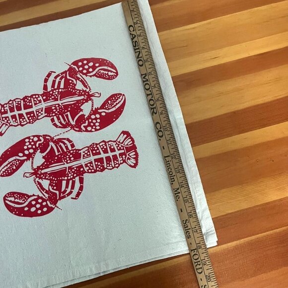 Lobster Tea Towel: Organic Cotton Flour Sack, Nautical Maine Decor Pre-owned - Picture 5 of 5